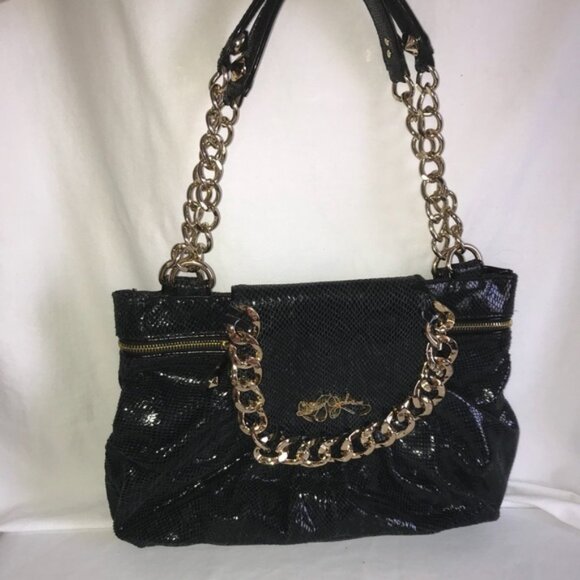 Betsey Johnson black snakeskin purse - Picture 1 of 6